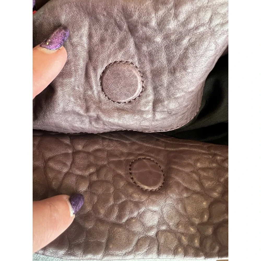 Joelle‎ Hawkens Hobo Slouch Leather Handbag Plum Purple Wrapped Handle Large New